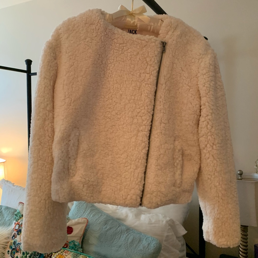 Teddy bear asymmetrical jacket